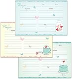 One Jade Lane - Butterfly Recipe Cards, (Set of 42 Cards) Double Sided, 3 Designs, 14 of Each Design.