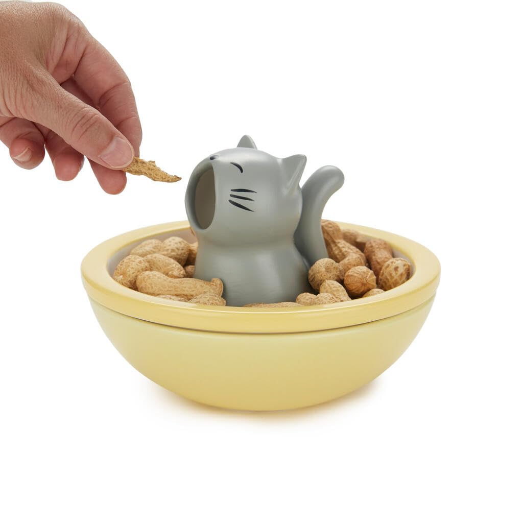 Balvi Plateau apéritif Hungry Cat Couleur jaune Bol apéritif 2-en-1 Céramique 16cm