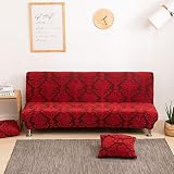 Stretch Jacquard Damask Print Armless Folding Sofa Slipcover, Protective Thick Futon Couch Covers On