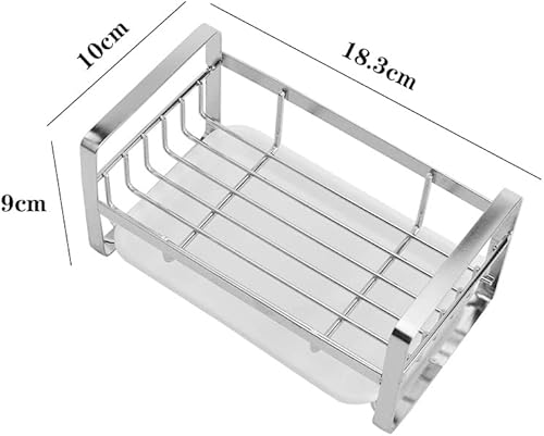 Miniatura 2 de Soporte de esponja para fregadero de cocina de acero inoxidable 304, organizador de fregadero de cocina, soporte de jabón para encimera con bandeja