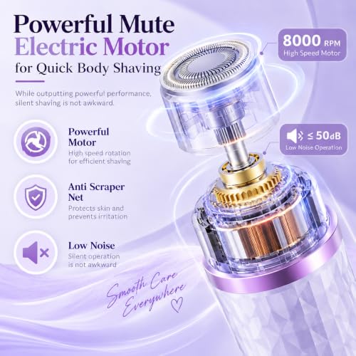 Image of VIFERA 2-in-1 Bikini Trimmer & Electric Shaver for Women - Rechargeable Razor for Bikini Line, Underarms, Legs & Face - Stainless Steel Blades, 120-Min Cordless Runtime, Wet & Dry Use (Purple)