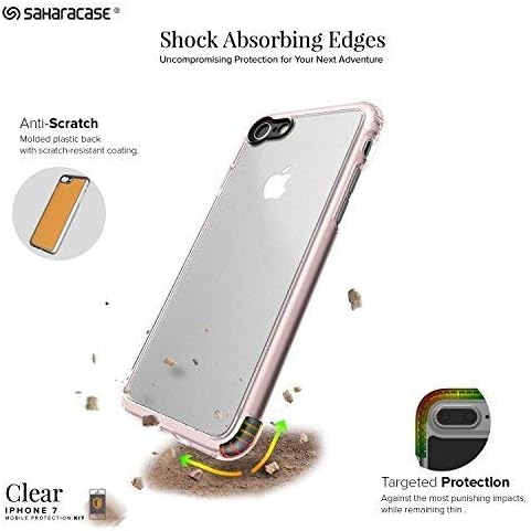 iPhone 8 and 7 Case, SaharaCase Clear Protective Kit Bundled with [ZeroDamage Tempered Glass Screen Protector] Rugged Slim Fit Shockproof Bumper [Hard PC Back] Protection – Rose Gold