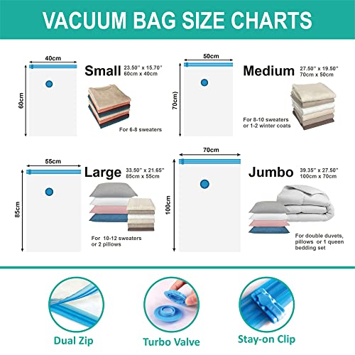 Roomipro Space Saver Vacuum Storage Bags, 8 Jumbo Vacuum Sealer Bags With Pump, Storage Vacuum Sealed Bags For Clothing, Comforters, Blanket Storage, Bedding #TOP3