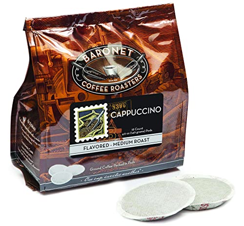 Baronet Coffee Pods [Cappuchino -54 Pods] Single Cup Use for Senseo Machine - 3 Bags of 18 Single Serve 8 Gram, Regular Strength, Medium Roast [Cappuchino]