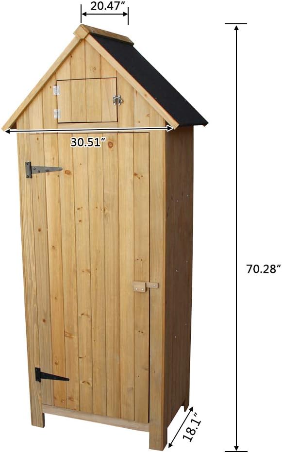 Fir Wood Shed with Door,Outdoor Storage Shed for Garden Tools,Wooden Garden Shed Wooden Lockers,Wood Color (with Single Door)