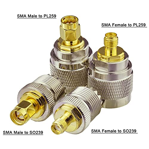 Superbat SMA to PL259/SO239 CB Antenna Connector Kit 50ohm UHF Male/Female to SMA Male/Female Coax Barrel Adapter for Antenna Scanner Ham Radio - Image 2