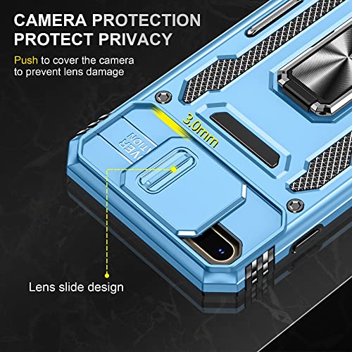 Image of Slide Camera Cover with Ring Holder Mobile Phone Case Cover for iPhone 7 Plus / 8 Plus (Blue)