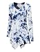 LL WT1062 Womens V Neck Long Sleeve Tie Dye Handkerchief Hem Tunic L WHITE_NAVY
