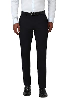 Peter England Men's Mid Rise Slim Pants (PETFWNSPO79135_Navy, 36