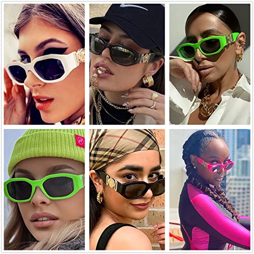 LASPOR Irregular Sunglasses for Women Men Trendy Retro Vintage Rectangle Glasses Hexagon Shades Driving UV400 Protection2