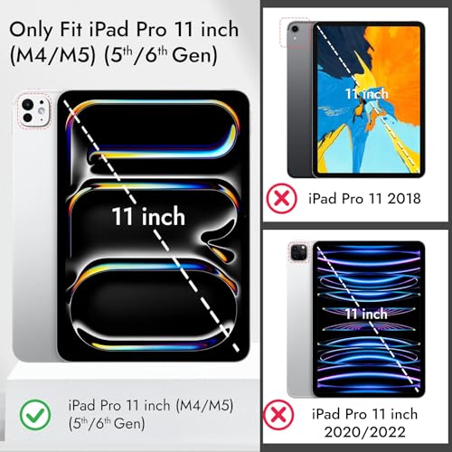 Image of Robustrion Cover for iPad Pro 11 inch M5 / M4 [Magentic Attach] Case for iPad Pro 11 inch M5 / M4 [Auto Sleep Wake Support] - Black