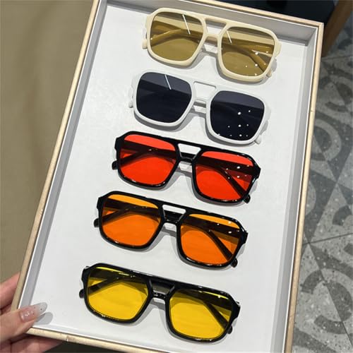 Image of Retro 70s Square Aviator Sunglasses Women Men Vintage Rectangle Sunglasses Flat Frame Trendy Shades