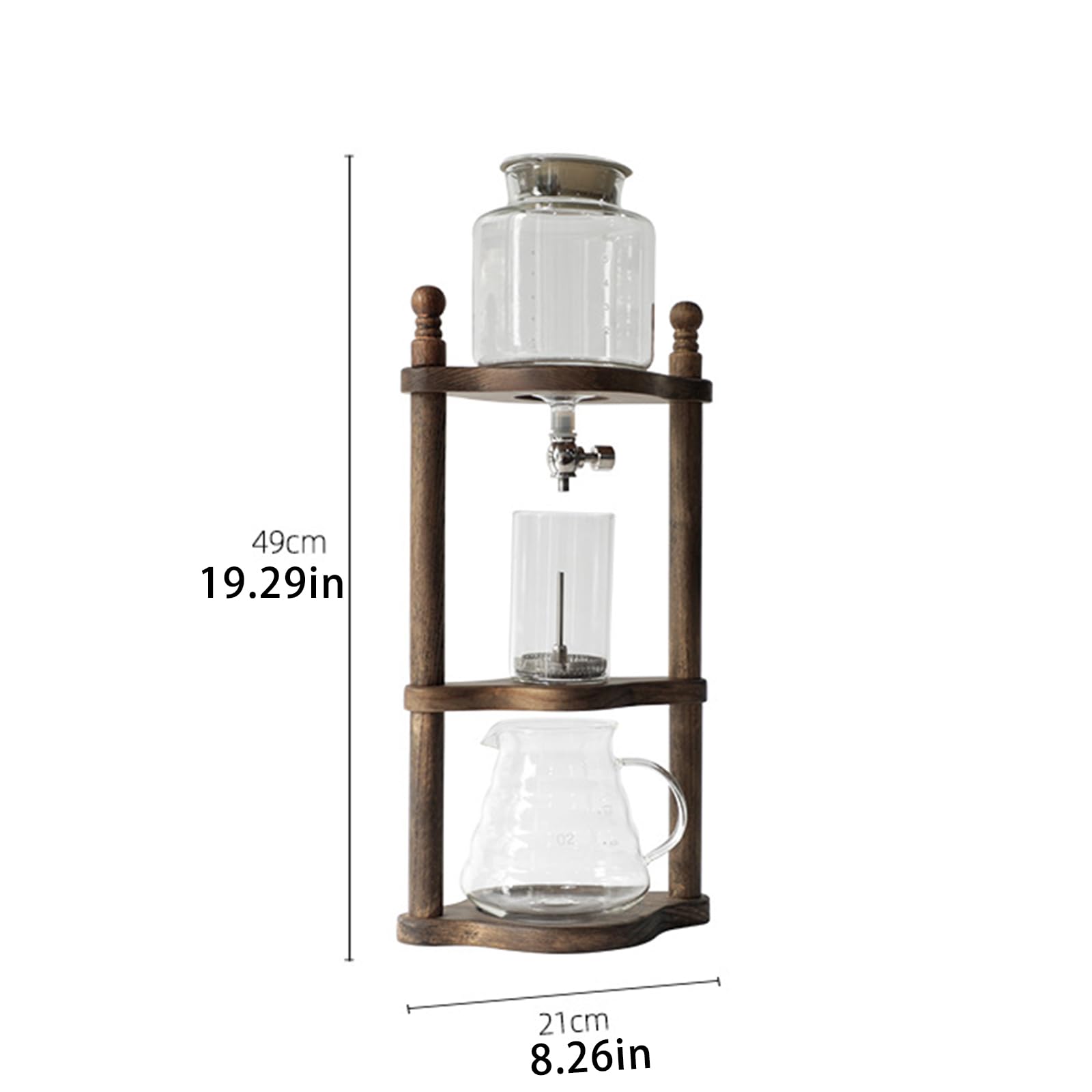 Cafetera de vidrio de borosilicato de alta calidad, cafetera de goteo de 4 a 6 porciones con válvula ajustable de acero inoxidable, ideal para uso en espresso y café