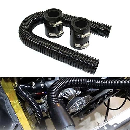 X-AVION 24'' Stainless Steel Radiator Hose Kit - Black Flexible Coolant Water Hose Kit with 2 Caps