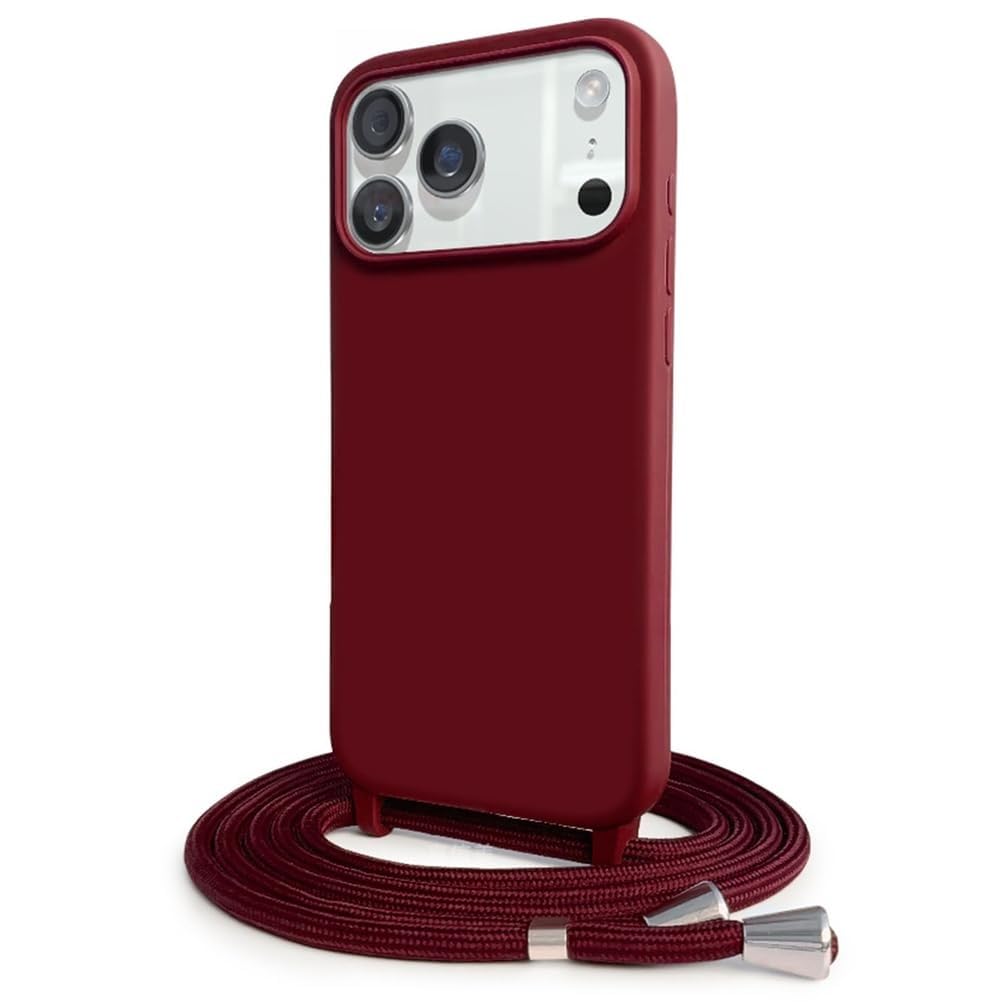 Coque résistante chocs iPhone 17 Pro rouge mate anti-chute avec sangle - 6