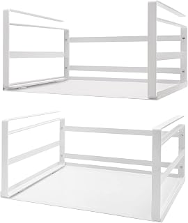 2Pack Under Shelf Storage Cabinet Hanging Basket Organizer Under Pantry Storage Shelf Rack Holder for Kitchen Cupboard Desk Table Bookshelf Can Bottle Heavy Duty All Metal Slide-in Wide White