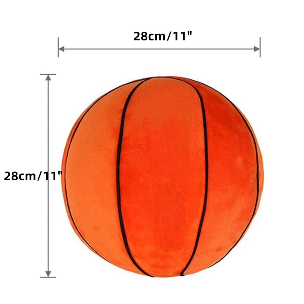 XZJMY Pluszowa poduszka do koszykówki, wypchana, sportowa, pluszowa zabawka, dekoracyjna, okrągła, duża poduszka do koszykówki, poduszka w kształcie kuli 3D, prezent dla dziewcząt lub chłopców (28 cm,