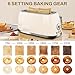 SUSTEAS Toaster 4 Slice Wide Slot, Stainless Steel Bread Bagel Toasters, Retro Long Slot Tostadora for Defrost, Reheat, Removable Crumb Tray, 1500W, 6 Browning Settings, Beige