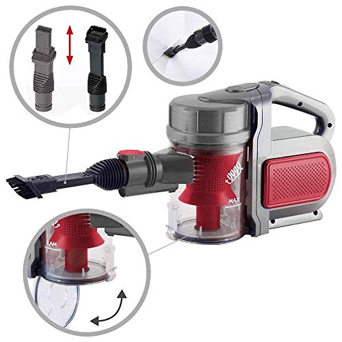 BAKAJI HVC 150.580.57R cycloonstofzuiger, draadloos, lithium batterij 18 V-2200 mAh, rood, 0,8 liter - Image 5