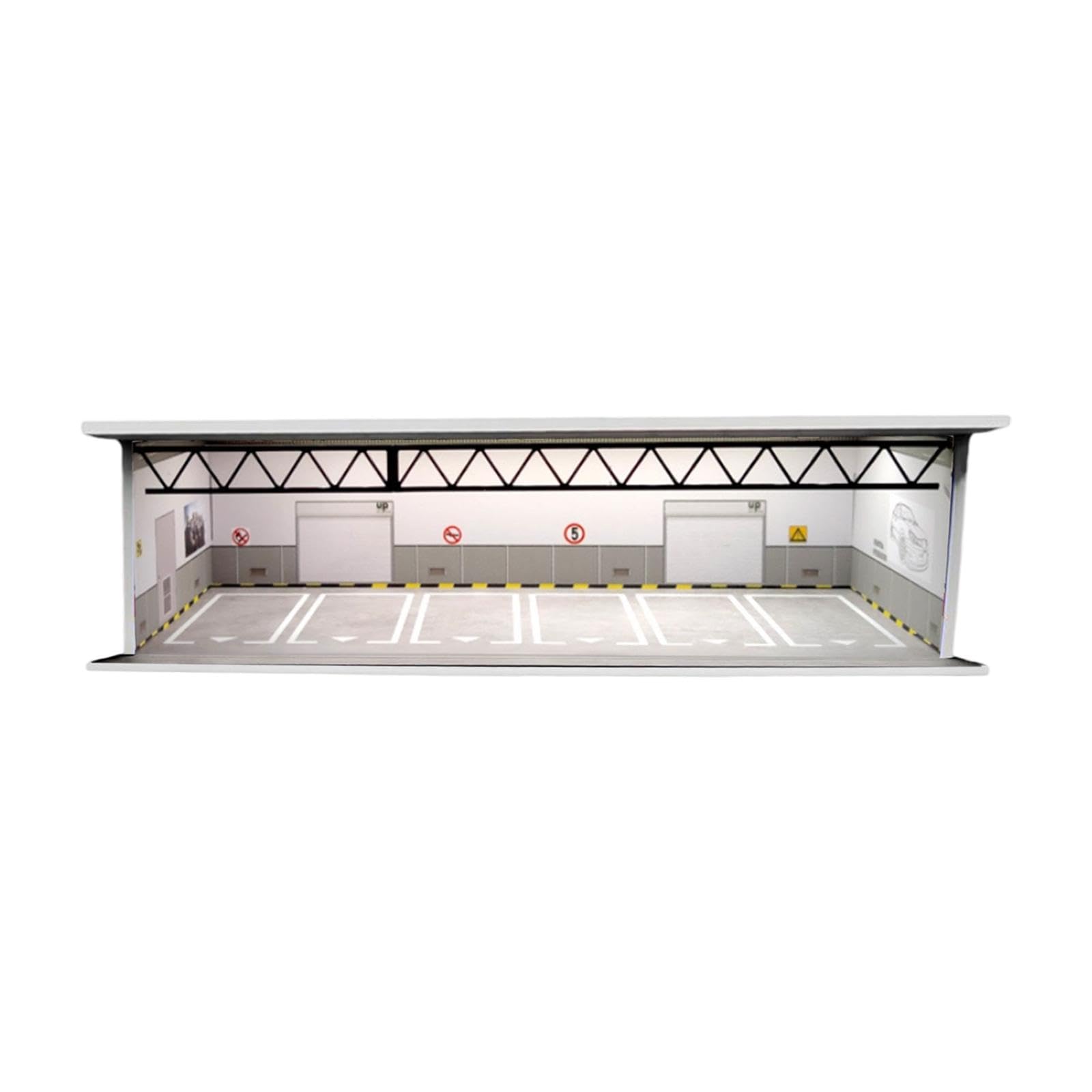 Sharplace 1:64 Parkplatz-Vitrine, Garagen-Diorama-Hintergrund, beleuchtet mit Parkplatzszene für Sportwagen-Actionfiguren-Zubehör, Style C