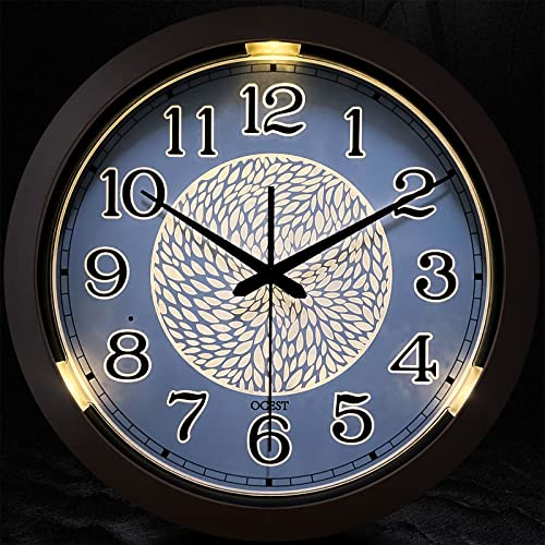 OCEST Große Außen- und Innenuhr, wasserdichte Wanduhr mit Thermometer, wetterbeständig, Nicht tickend, batteriebetrieben, dekorative Uhr für Terrasse, Pool, Lanai, Badezimmer (40 cm)