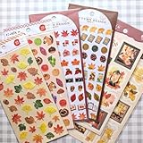 紅葉 秋の味覚 秋柄 にっぽんのかわいいシール デザインシール 6点セット