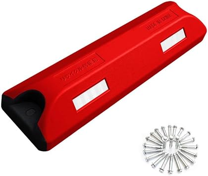 Parking Blocks with Reflective Strips, Parking Stopper for Garage, Tire Stoppers, Anti-collision, Parking Space Wheel Stoppers, Tire Blocks, Garage Parking Space Garage Parking with Fixed AnchorsRed