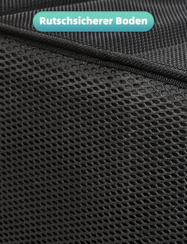 YOHOOLYO Auto Organizer Kinder Rücksitz mit 4 Fächern und 4 Getränkehalter zusammenklappbar Rückbank Beifahrersitz für Spielzeug Bücher Snacks Schwarz