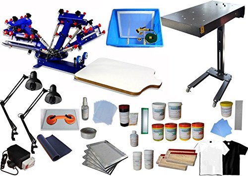 4 Color 1 Station Screen Printing Press Kit Screen Printing Machine with Flash Dryer Material KIt