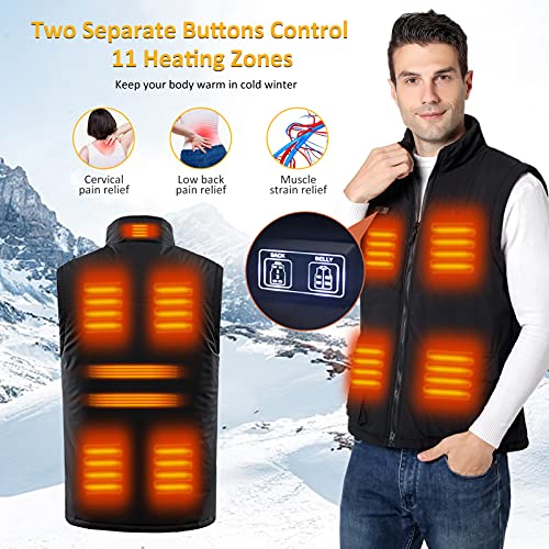 Image of Adult Heated Vest for Men Women - 11 Zone Electric Heating Jacket for Outdoor Winter Warmth