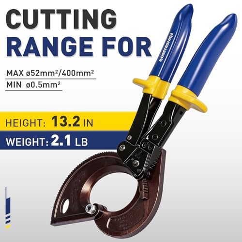 Image of haisstronica Ratchet Cable Cutters,Heavy Duty Wire Cutters for Cutting Electrical Copper & Aluminum Cable Wire Up to 400mm(750 Kcmil)