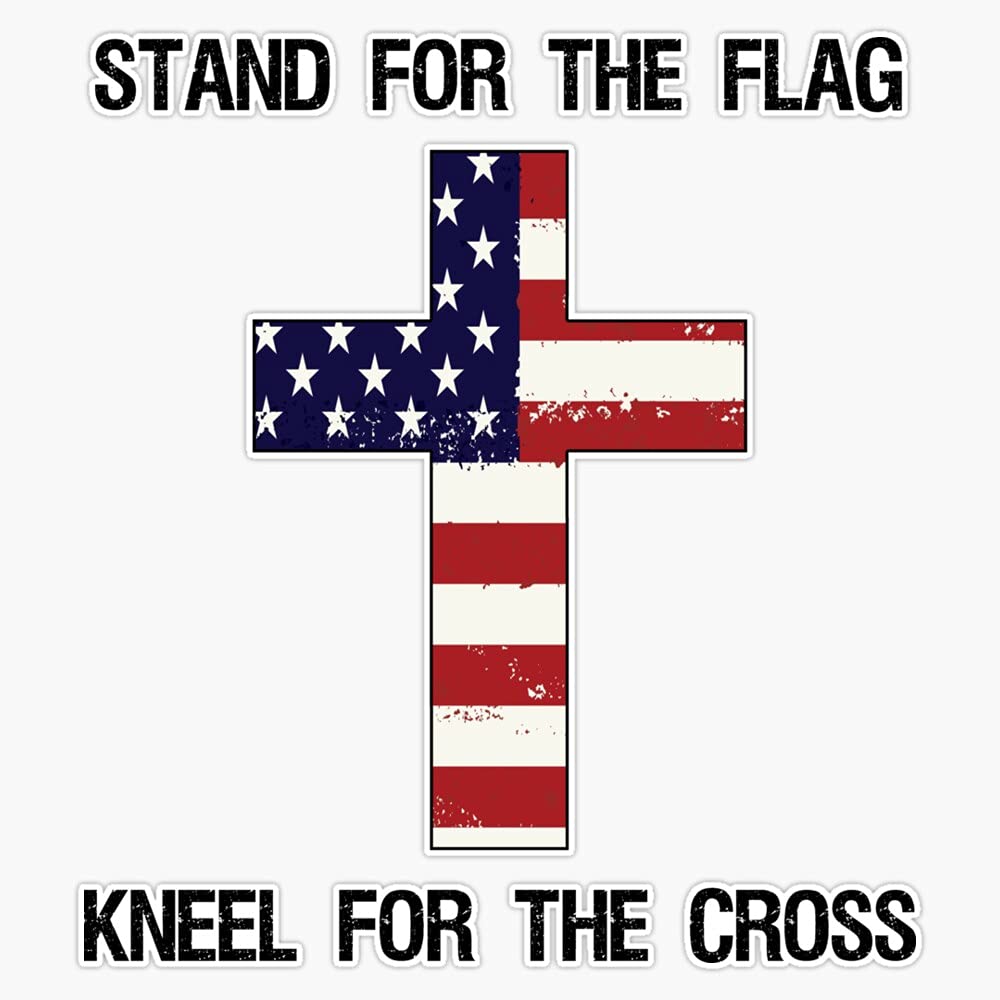 HOF Trading Stand for The Flag, Kneel for The Cross - Patriotic USA Vinyl Sticker Waterproof Decal Laptop Wall Window Bumper Sticker 5