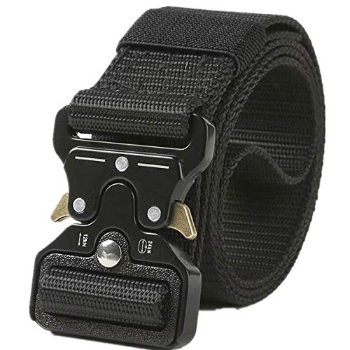 Tactical Belt Military Style Webbing Riggers Web Belt Heavy-Duty Quick-Release Metal Buckle Belt for Men Women