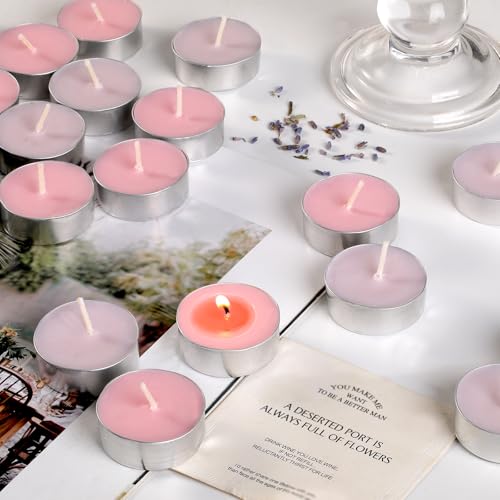 60 Packs Scented Tealight Candles Bulk, 4 Hours Rose & Lavender Scented Tea Lights, Smokeless Long Burning Candles for Wedding, Party,Halloween, Christmas - Image 5