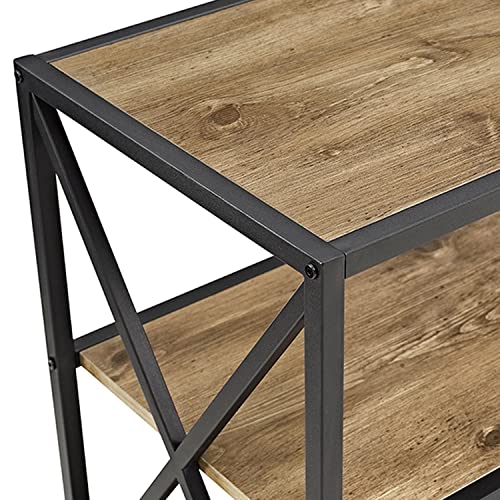 Walker Edison 2 Shelf Industrial Wood Metal Bookcase Tall Bookshelf Storage Home Office, 60 Inch, Barnwood #TOP3