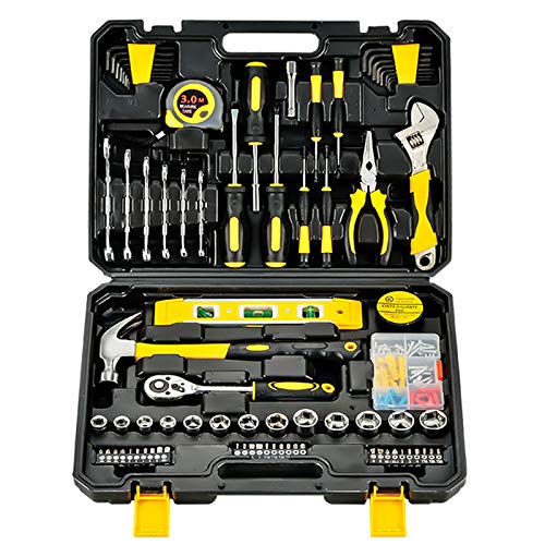 QuiExact 108点セット ツールセット 金物工具 コンビネーションセット マニュアル 木工工具箱 電動ツール 修理工具 収納ケース付き DIY 家庭用 作業用 ギフト