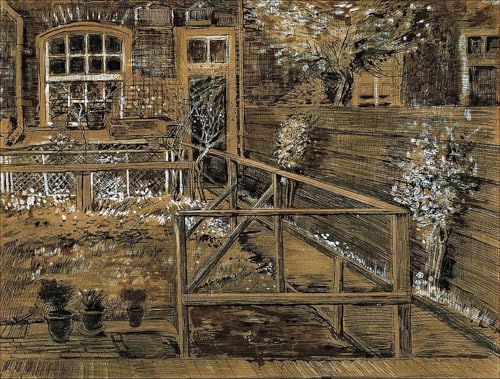 Affiche Toile Van Gogh De Tuin Achter Het Huis Reproduction Art de la Haye 60x90cm