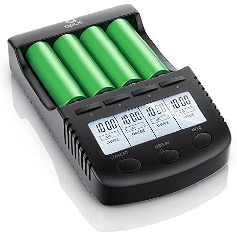 CSL - Power Akku Ladegerät - Universale Akku Ladestation Intelligent Battery Charger - beleuchtetes LCD-Display Auto Light Off - inkl. 1x USB-Ladeport - Batterie-Verpolungsschutz Cover