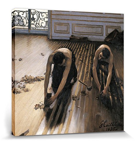 1art1 Gustave Caillebotte Poster Stampa Artistica su Tela I Piallatori di Parquet, 1875 Quadro da Parete sulla Barella | Murale XXL | Immagine 70x70 cm