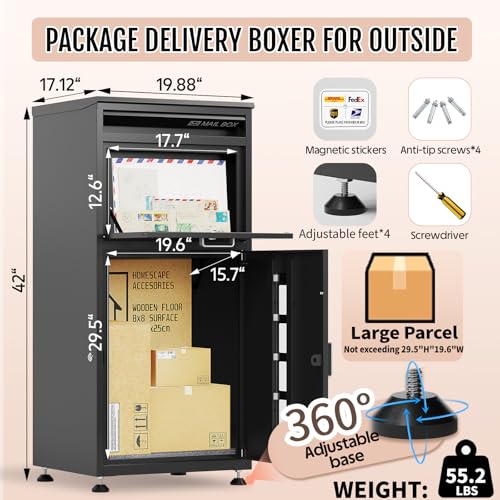 Package Delivery Box for Outside Parcel Drop Boxes Anti-Theft Outside Delivery Box with Lock 42