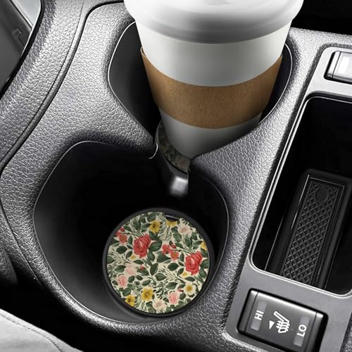 Posavasos para portavasos de auto, 2 unidades, diseño Floral Rosa miniatura 6