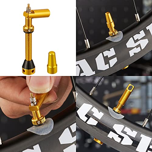 Image of Corki Cycles Tubeless Presta Valve Stem 40 44 55 60 80 100mm with 2PCS Valve Core and 2PCS Remover Tool (Black Red Gold Rainbow)
