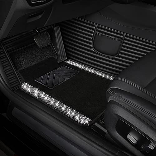 Handmade Shining Rhinestones Carpet, Bling Crystal Diamond Sparkly Glitter Car Floor Mats With Anti-Slip Pvc Heel Pad Automotive #TOP3