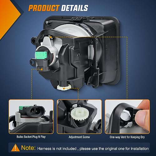 Image of Nilight Fog Lights Assembly Compatible with 2014 2015 2016 2017 2018 2019 2020 2021 Toyota Tundra Light Replacement Clear Lens Driver and Passenger Side