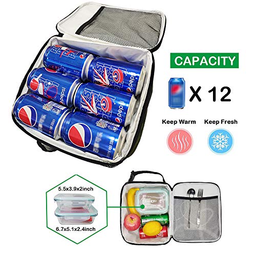 Reusable Insulated Cooler Lunch Bag Leakproof Office Work Picnic Meal Lunch Box With Multi-Pockets For Men Women (Green Xmas Fox, Small) #TOP3