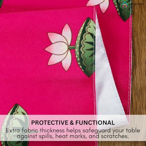 Image of HOMADORN Premium Digital Printed Table Runner - Double Layered Durable Fabric, Elegant Dining & Coffee Table Decoration, Fade-Resistant Prints, Easy Care (13x72 Inches ( 6 Seater), Lotus Bloom)