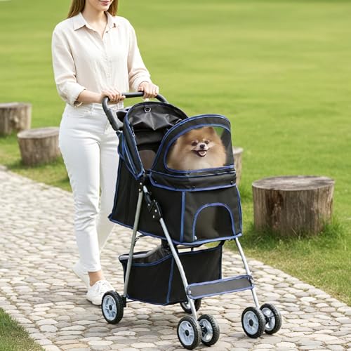 image for Smug Pet Stroller for Dogs and Cats, Foldable, Lightweight and Durable
