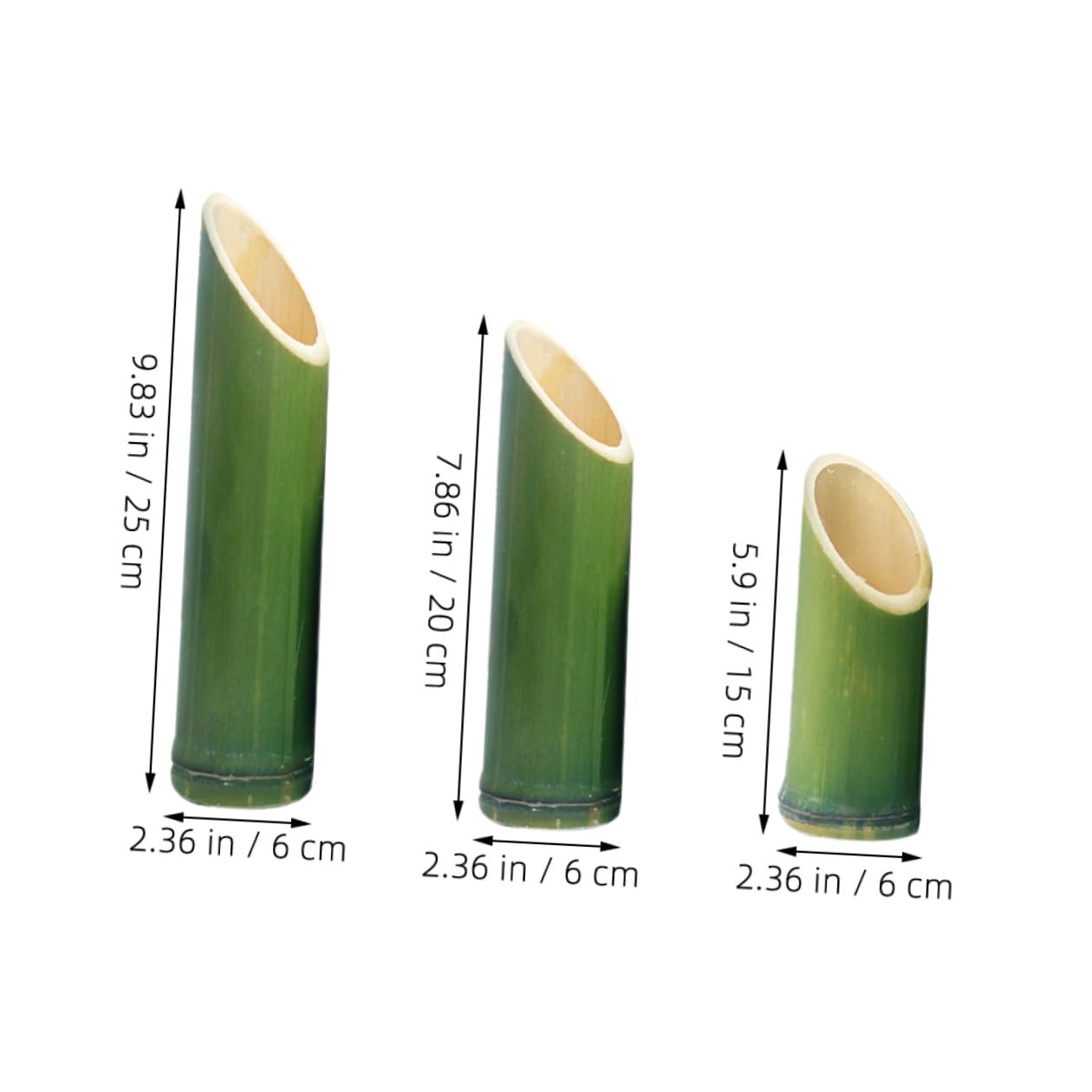 Vases Tubes en Bambou Pot de Fleurs Rustique Vert Lot de 3 pour Arrangement Floral Design Naturel pour Mariages et Occasions Spéciales