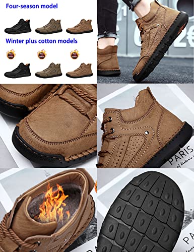 Men's Vintage Chukka Boots,Lightweight Comfort Hand-Stitching Non-Slip Waterproof Outdoor Travel Hiking Casual Shoes2