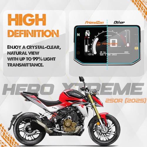 Image of FriendZon Screen Guard For Hero Xtreme 250R TFT Digital Meter [2025] | Anti-Bubble | Scratch Resistant | HD Clear | Anti-Fingerprint | TFT Instrument Display Protector | Xtreme Accessories [Not Tempered Glass] (Pack of 1)